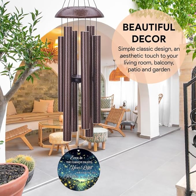 Personalized Sympathy Wind Chimes, 36inch Custom Wind Chime, Memorial Gifts for Loss of Loved One, Wind Chimes in Loving Memory of Dad/Mom, Condolences Gifts for Funeral (Produced in USA)