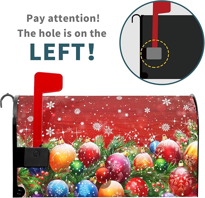 Red Christmas Magnetic Snowflake Mailbox Covers - Standard Size 21" X 25.5" Winter Wraps for Outdoor