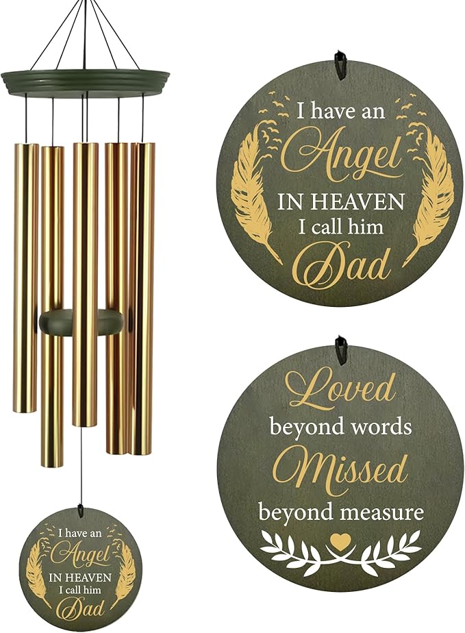 ASTARIN Memorial Angel 36" Wind Chimes, Personalized Name Sympathy Wind Chime, in Memory of Loss Mom Loved One, Large Deep Tone Bereavement Windchimes for Outside Clearance(Produced in USA)