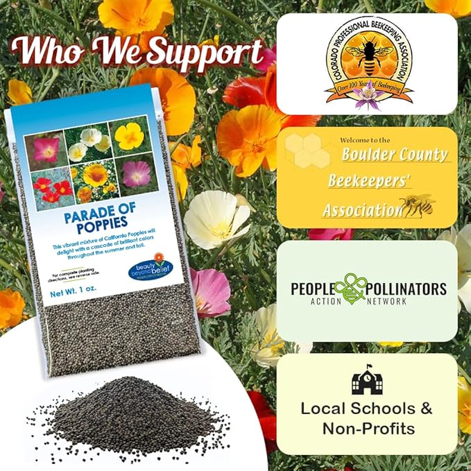 Parade of Poppy Wildflower Seeds - 1oz, Open-Pollinated Flower Seed Mix Packets, No Fillers, Annual, Perennial Wildflower Seeds, Year Round Planting - 1 oz (Pack of 2)