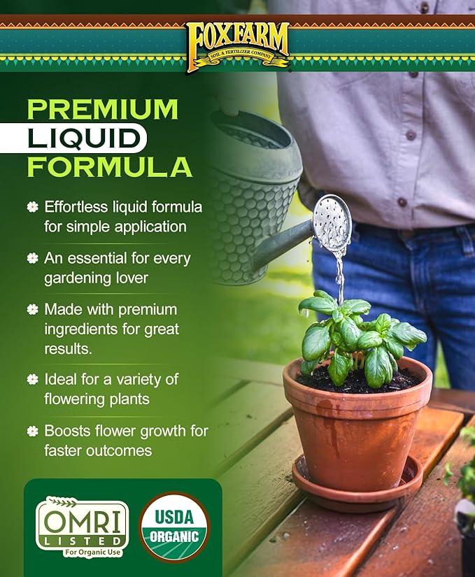 FoxFarm - Big Bloom Plant Food, Liquid Fertilizer Concentrate for Flowers, Fruits, and Vegetables, All Purpose Plant Fertilizer for Indoor & Outdoor Potted Plants, NPK 0-0.5-0.7 (Gallon)