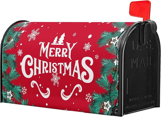 Merry Christmas Mailbox Covers Winter Snowflake Oversize Magnetic Mailbox Wrap Poinsettia Xmas Trees Letter Post Box Cover Large Size 21*25.5 Inch Garden Yard Home New Year Holiday Decorative