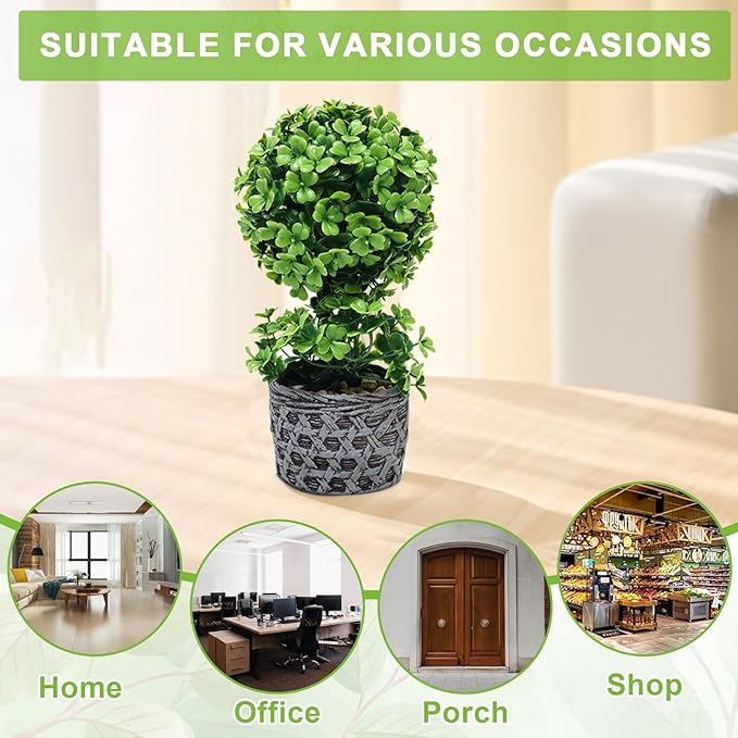 Artificial Plants Potted Indoor, Small Fake Plant Bonsai Tree for Office Desk, 11.81'' Faux Plants Decor for Shelf Bathroom Farmhouse Living Room Coffee Decor