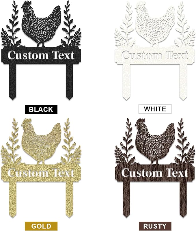 Personalized Metal Chicken Coop Sign, Custom Name Chicken Coop Signs for Outside, Decorative Garden Stakes, Metal Yard Art, Backyard Farmhouse Decor, Chicken Gifts for Women Man Color09