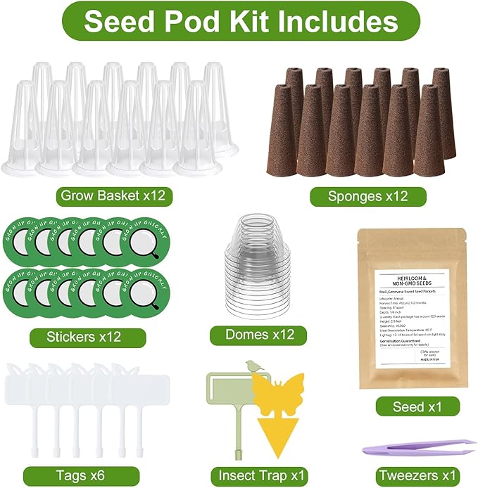 12-Pod Gourmet Herb Seed Kit Compatible with All Hydroponics, Hydroponic Growing Kit with Seeds & Grow Sponges – Indoor Garden Starter Set for Fresh Herbs & Vegetables (Lettuce)