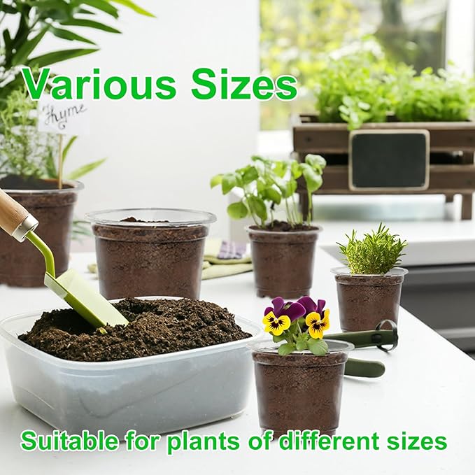 JERIA 40 Pack 6/5/4/3.5Inch Clear Nursery Pots with Drainage Holes, Clear Plant Pot for Planting, Transparent Plastic Plant Pots,Durable Seed Starting Pot for Succulents