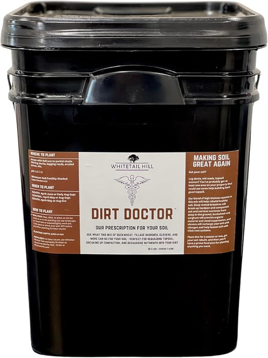 Dirt Doctor Food Plot Seed Mix for Deer, Perfect for Rebuilding Topsoil, Breaking up Compaction, Recharging Nutrients, High Biomass Blend (1 Acre (20.5 lbs))