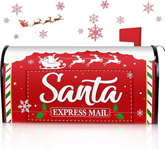 Blosssound Christmas Santa Magnetic Mailbox Cover Xmas Red Post Letter Mailbox Covers Decor Christmas Santa Claus Post Box Standard Size 21 X18 Inch Garden Yard Outdoor Decoration