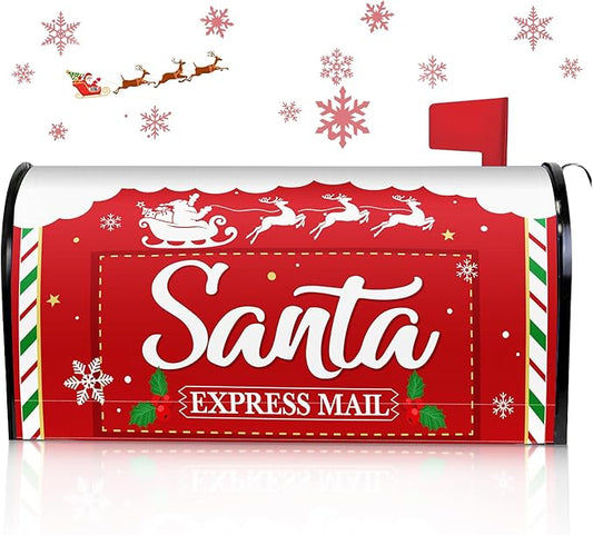 Blosssound Christmas Santa Magnetic Mailbox Cover Xmas Red Post Letter Mailbox Covers Decor Christmas Santa Claus Post Box Standard Size 21 X18 Inch Garden Yard Outdoor Decoration
