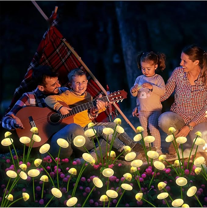 4 Packs Solar Lights Outdoor Waterproof,Garden Patio Decorative,Mushroom Light for Patio Lawn,Landscape Lighting Large Bulbs,Starlight Windswept Lights,Great Gift for Women for Gardening,24LEDs