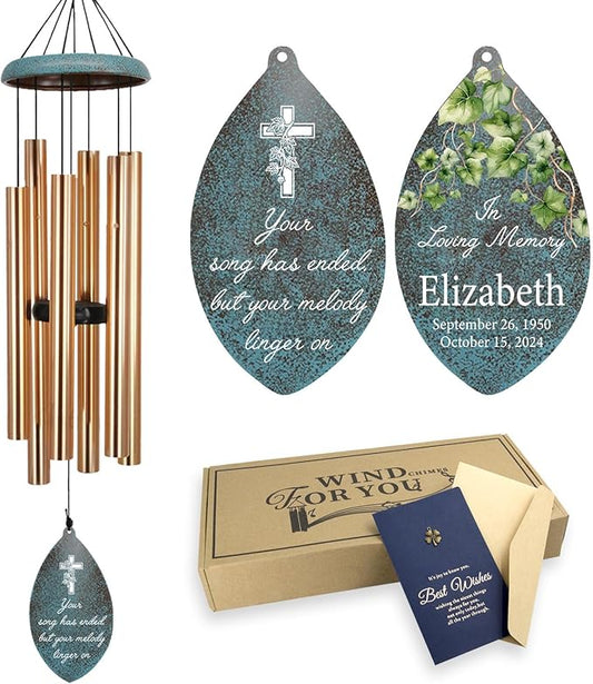 ASTARIN Personalized Memorial Gifts Wind Chimes, Sympathy Customized Wind Chimes in Loving Memory of Dad/Mom, Memorial Gifts for Loss, 35inch Wind Chime Deep Tone for Funeral Outdoor
