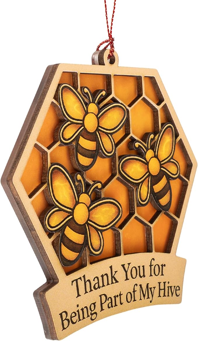 Bee Ornament - Honeybee Decor - bee Gift for Women - bee Gifts - bee Decorations for Home - Christmas Ornament 2025 - White Elephant Gifts - Xmas Tree Funny Decoration RUSATEN Hive