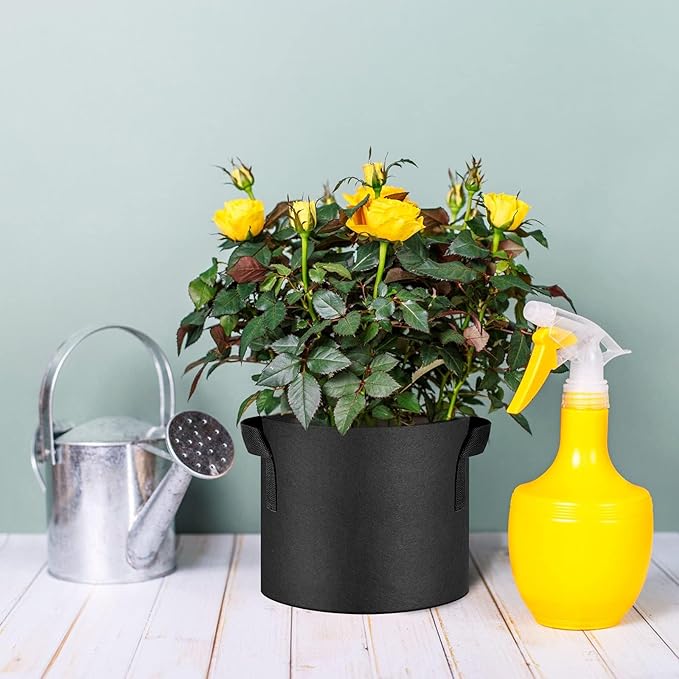 24-Pack 10 Gallon Thickened Non-Woven Grow Bags, Aeration Fabric Pots with Handles
