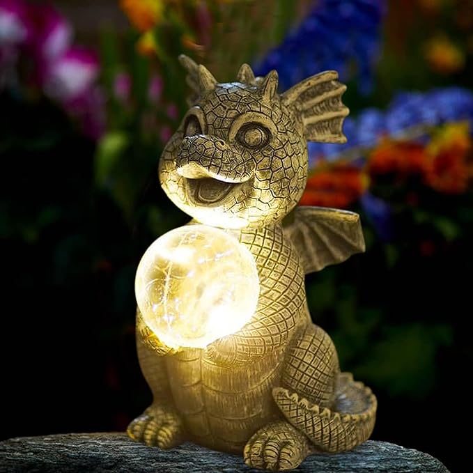 Qeeman Garden Decor Statues: Mothers Day Birthday Gifts for Mom Grandma Women Sister Wife Lady Lover - Front Patio Balcony Yard Art Lawn Ornaments Porch Outdoor Outside Decorations (Dragon)