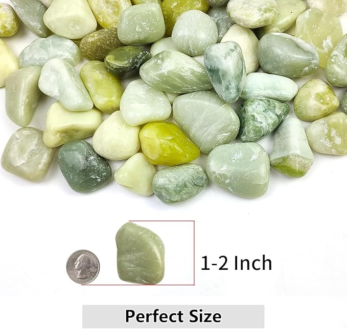 20lbs Jade River Rocks, 1-2 Inch Natural Pebbles for Indoor Plants, High Polished Decorative Stones Vase Filler Fish Tank Aquariums Landscaping Garden Outdoor and Indoor DIY