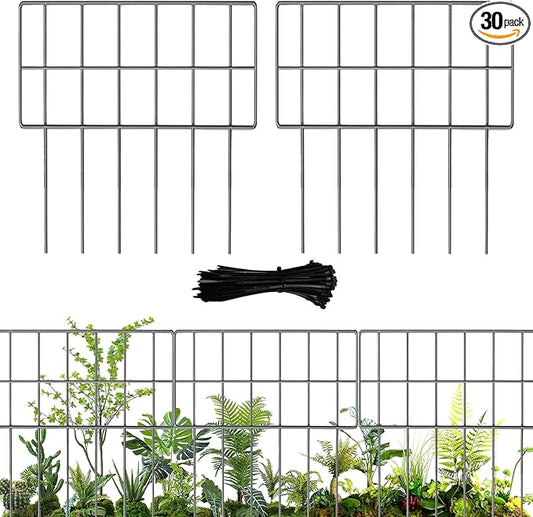 30 Pack Garden Fencing Animal Barrier, 17In(H) X32.4Ft(L) Animal Barrier Wire Fence, 2.16 Gap Rustproof Metal Border for Dog Digging, Ground Defense Border Fence for Outdoor Yard Patio.