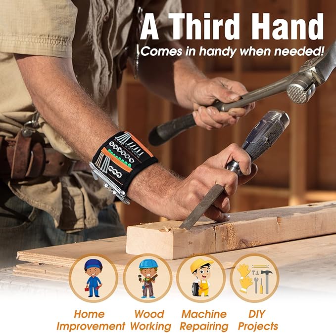 Magnetic Wristband - Cool Gadgets Tool belt with 20 Strong Magnets to Hold Screws, Gifts for Dad from Daughter Son - Birthday Gift Christmas Stocking Stuffers for Men Women Him Husband Handyman
