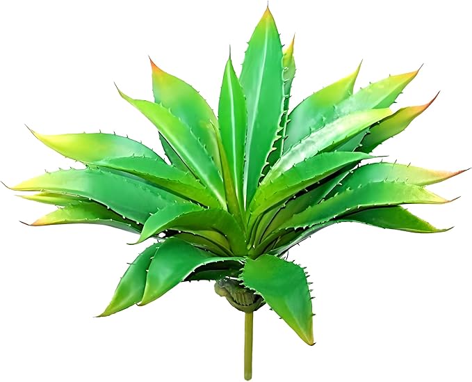 Large 12.6" Artificial Succulents Aloe Plants Real Touch Fake Flowers Unpotted, Fake Agave Perfect for Home, Wedding, Festival Arrangement (1, Green-Red)