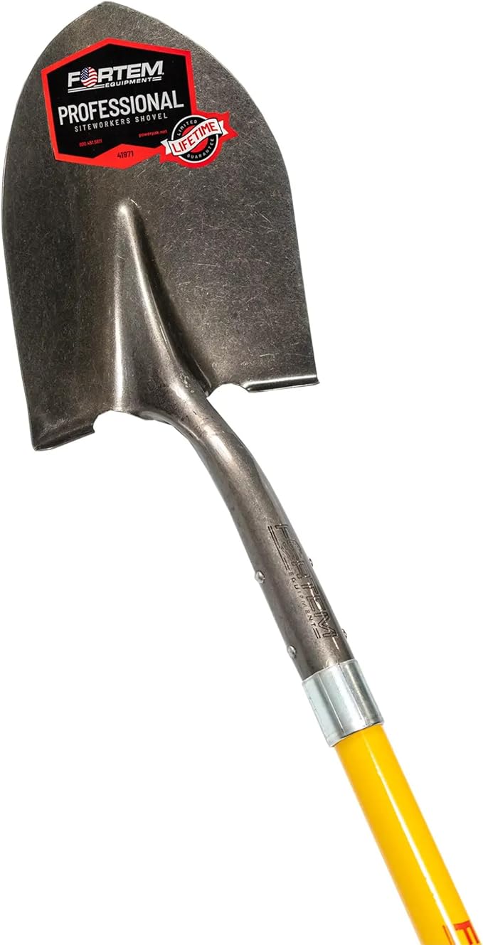 FORTEM Professional Pointed Shovel with 36" Fiberglass Handle and D-Grip