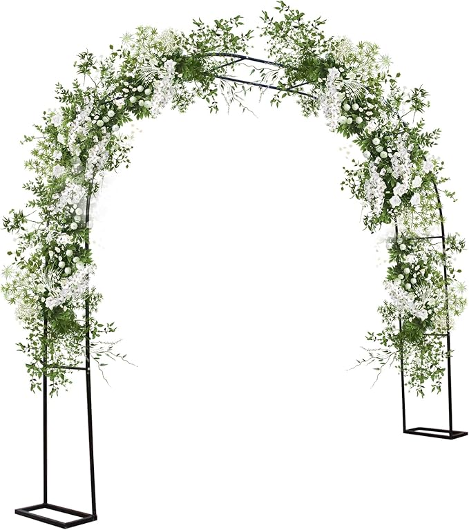Gigicloud 9.8ft x7.2ft Garden Arch Arbor, Garden Trellis for Climbing Plants Metal Pergola Arbor Wedding Arches for Ceremony for Wedding Ceremony Party Rose Lawn Courtyard Patio Black