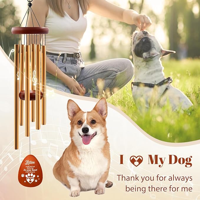 Dog Memorial Gifts for Loss of Dog, 25" Pet Memorial Gifts for Loss of Dogs Wind Chimes, Bereavement Gift for Cherished, Pet Remembrance Gift in Memory of Dogs