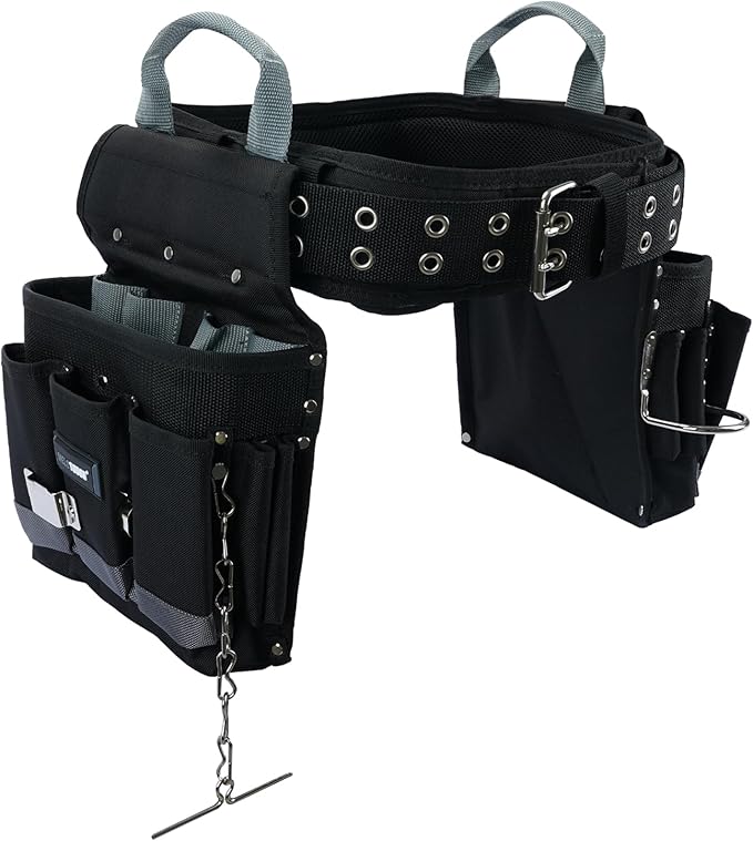 MELOTOUGH Electrician Tool Belt Set, Padded Work Rig with detachable Tool Pouches and Utility Apron, Combo Harness with Carry Handles for Carpenter Construction