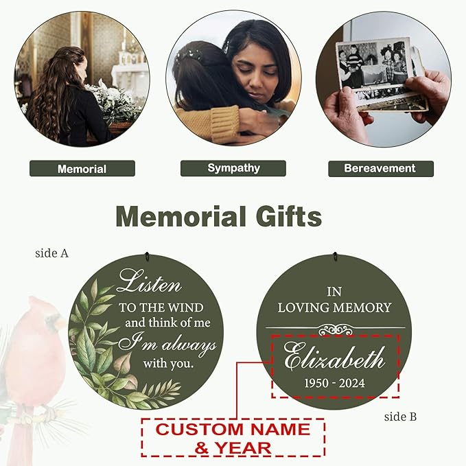 ASTARIN Memorial Deep Tone 36" Wind Chimes, Personalized Name Sympathy Wind Chime, in Memory of Loss Mom Loved One, Large Deep Tone Bereavement Windchimes for Outside Clearance(Produced in USA)
