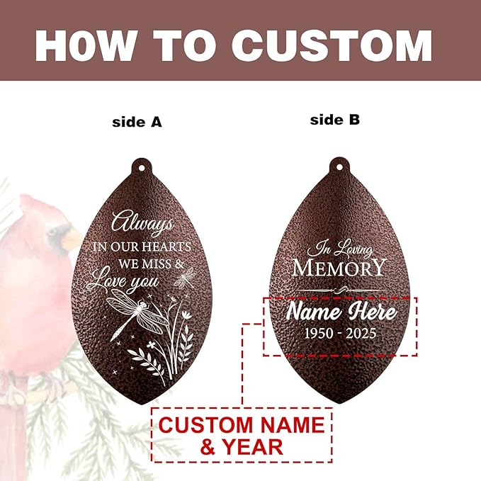 ASTARIN Personalized Sympathy Wind Chime, Deep Tone Wind Chimes for Outside, Sympathy Gifts for Loss of Mom, Bereavement Gifts for Funeral/Condolences/Memorial