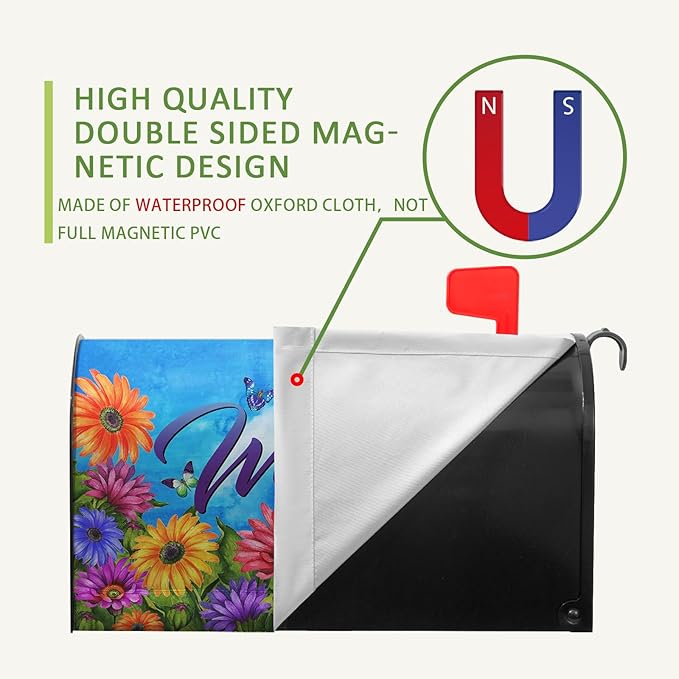 Summer Mailbox Covers Magnetic Oversized Flower Daisy Butterfly Mailbox Wraps Gerbera Welcome Fall Mailbox Post Cover Colorful Floral Mailbox Decor for Garden Yard Large Size 25.5 x 21 Inch