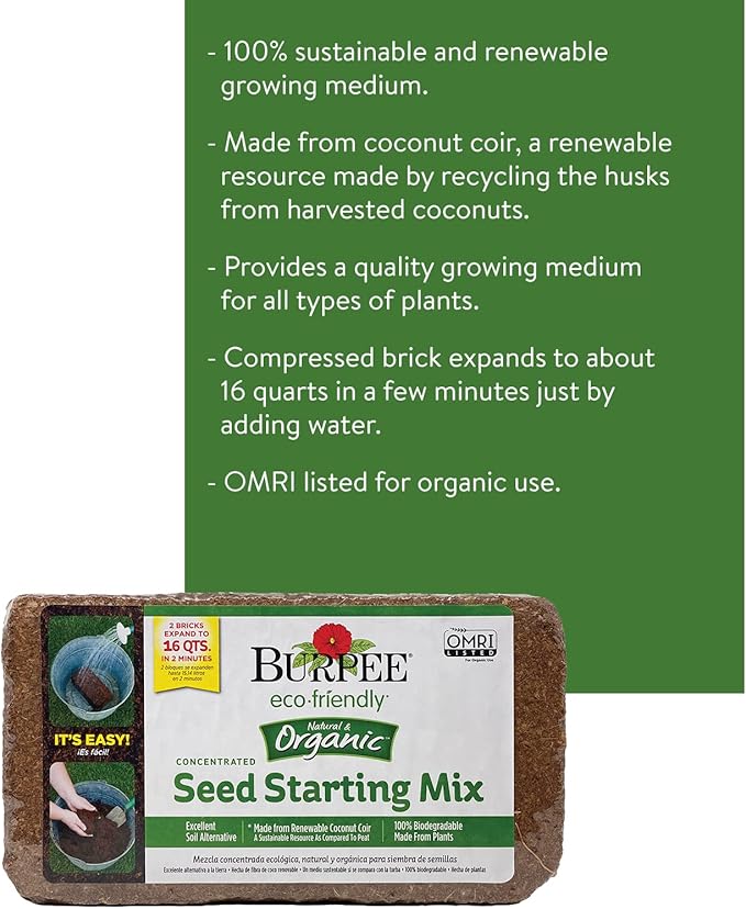 Burpee Organic Coconut Coir Concentrated Seed Starting Mix, 16 Quart