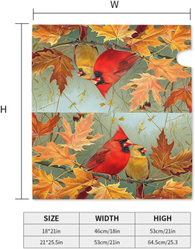 Fall Birds Mailbox Cover Magnetic, Autumn Maple Leaves Chestnut Tree Mailbox Wrap, Large Size 25.5x21 Inch Waterproof Letter Post Cover for Garden Yard Outdoor Seasonal Decor