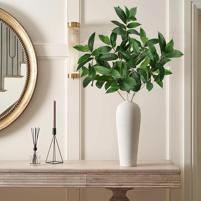 40.5 Artificial Greens Branches 3Pcs Fake Leaf Stem Eucalyptus Branches Faux Plants for Home Bedroom Office Wedding Vase Table Centerpiece Decoration