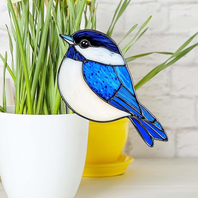 Bird Acrylic Stakes 4.5 Inch Colorful Garden Decoration Acrylic Plant Label Signs for Flower Pot Planter House Decors Indoor Outdoor Plant Pot Decoration (Bird 1)