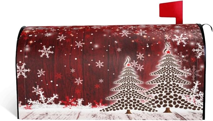 Christmas Mailbox Covers Xmas Tree Snowflake Magnetic Letter Post Box Cover Standard Size 25.5 x 21 Inch Garden Yard Home Decorative