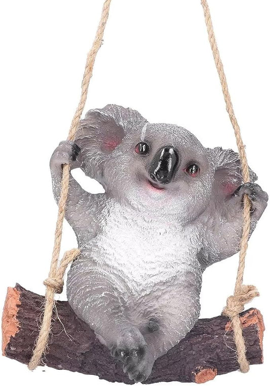 Swinging Koala Figurines Resin Garden Statues for Patio Balcony Backyard Lawn Ornaments Grey A