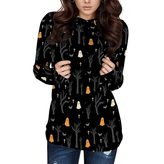 Halloween Womens Pullover Sweatshirts Trendy Drawstring Fall Sweatshirt Halloween Best Gift For Wife And Daughter