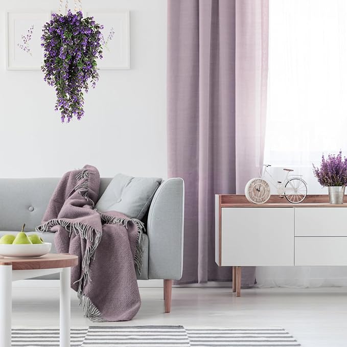 RECUTMS Artificial Plants Indoor Eucalyptus Hanging Outdoors Greenery Stems Outdoor Faux,4 Bundles for Home Kitchen Decor (Violet)