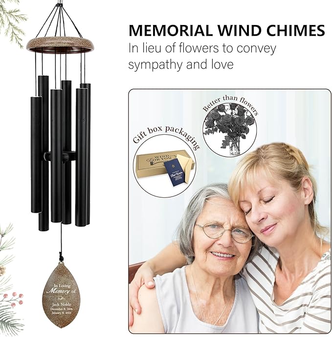ASTARIN Personalized Name 35" Memorial Wind Chimes, Metal Sympathy Gifts for Loss of Mother Father Loved One, Bereavement Wind Chime in Memory Gift, Decor Outdoor Garden Patio