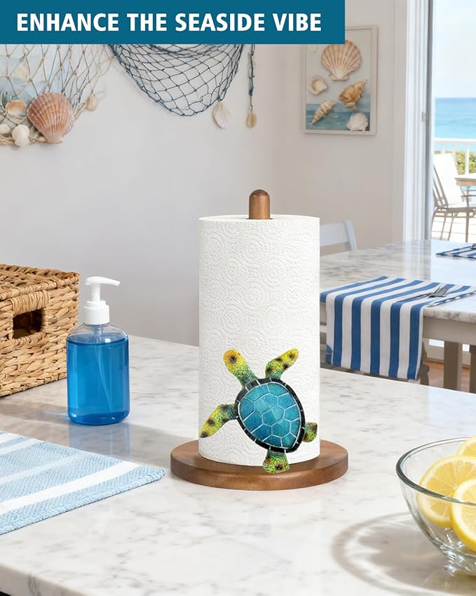 Beach House Decor, Turtle Coastal Grandma Decor for Home Kitchen & Bathroom, Turtle Gifts for Women, Funny Paper Towel Holder, Kitchen Accessories, Housewarming Gifts, Green