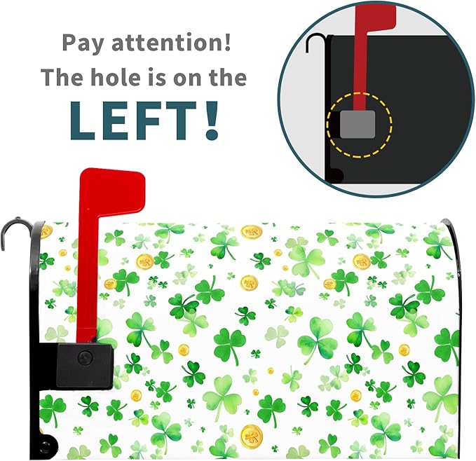 St Patricks Day Magnetic Mailbox Cover Green Shamrocks Mailbox Cover Magnetic Standard Size 21 X 25.5 Inch Spring Mailbox Post Cover Mailbox Wraps Mailbox Decor for Home Garden Outdoor Yard