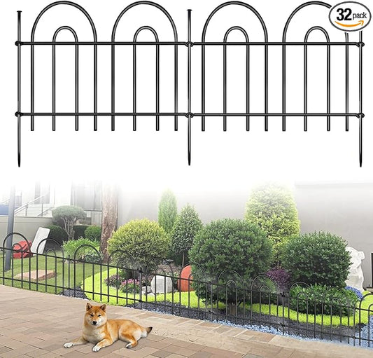 45ft X 13in Animal Barrier Fence, 32 Panels No Dig Fence for Dogs Rabbit, Anti Digging Defense Barrier Garden Edging Border, Rustproof Metal Arched Decorative Garden Fencing for Outdoor, Yard, Lawn