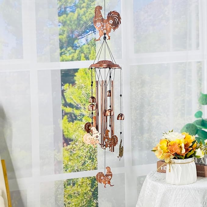 Christmas Gifts for Women Chicken Wind Chimes Outdoor Chicken Birthday Gifts for Men/Mom/Grandma Rooster Metal WindChimes Outside/Indoors, Lawn, Patio, Garden Decor, Yard Decorations