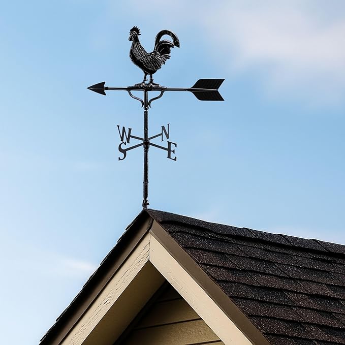 Montague Metal Products 32-Inch Weathervane with Satin Black Rooster Ornament