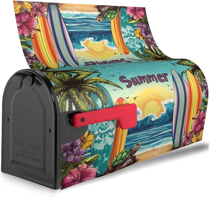 Tropical Beach Mailbox Covers Magnetic Letterbox Covers 21x18 Inch for Garden Outdoor Decoration