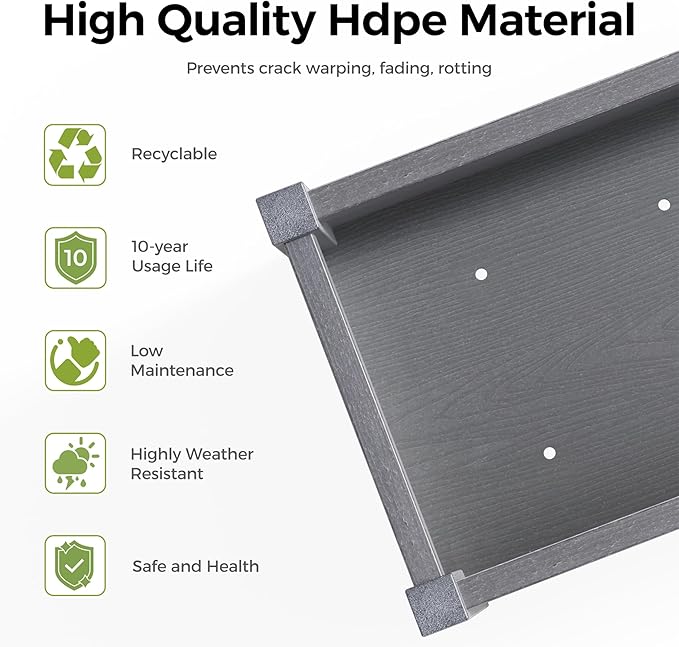 TT Nature HDPE Raised Garden Bed with Legs, Outdoor Elevated Planter Box for Vegetables, Herbs & Flowers, Weather-Resistant Raised Garden Beds for Patio, Balcony & Backyard Gardening