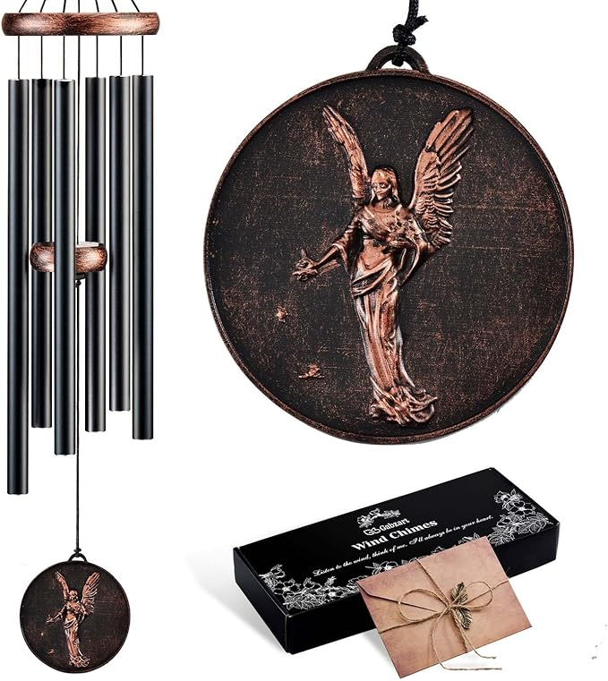 Wind Chimes for Outside, Vintage Angel Deep Tone Wind Chime Outdoor Clearance, Memorial/Festivals/Birthday Gift for Mom Dad Women Grandma, Home Garden Patio Decor (32" Angel)
