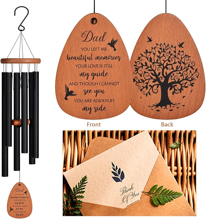 Memorial Wind Chimes for Loss of Dad, Bereavement Sympathy Gifts for Loss of Father, Windchimes in Memory of Dad, Home Decor & Outside Garden Patio