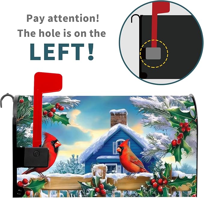 Christmas Magnetic Mailbox Cover Bird Mailbox Cover Magnetic Standard Size 18 X 21 Inch Winter Mailbox Post Cover Mailbox Wraps Mailbox Decor for Home Garden Outdoor Yard