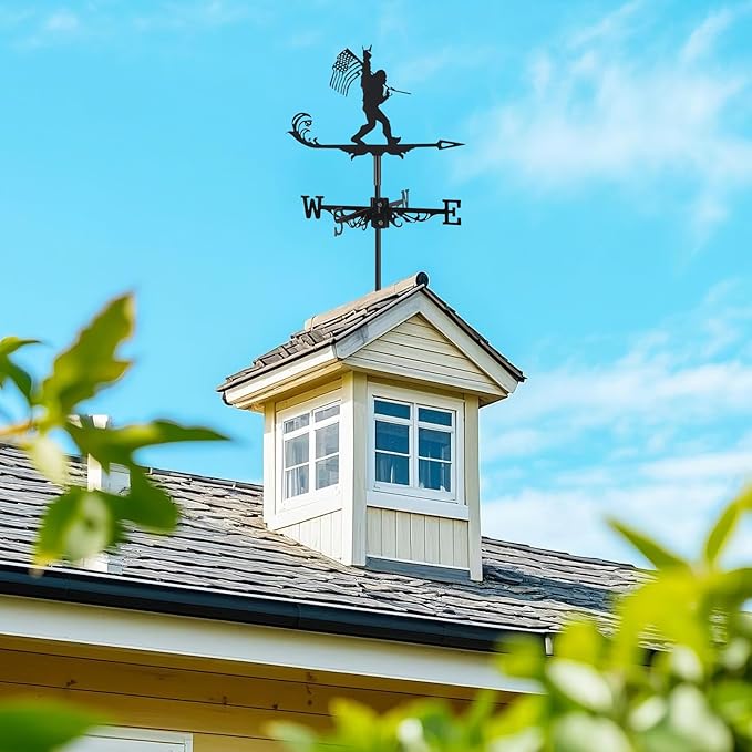 Metal Bigfoot Weathervanes, Black Metal Wind Direction Garden Decoration for Garden Farmhouse Chicken Coop Shed Outdoor Wind Measuring Tool Wind Direction Indicator