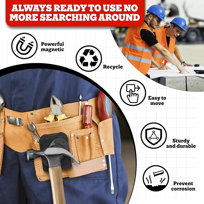 Magnetic Belt Clip - Strong Magnetic Tool Holder for Electricians Carpenters and Handyman